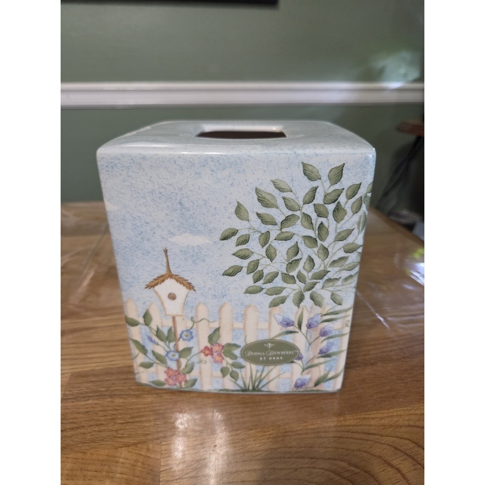 Birdhouse Garden Tissue Kleenex Box Cover Handpainted Donna Dewberry Bathroom